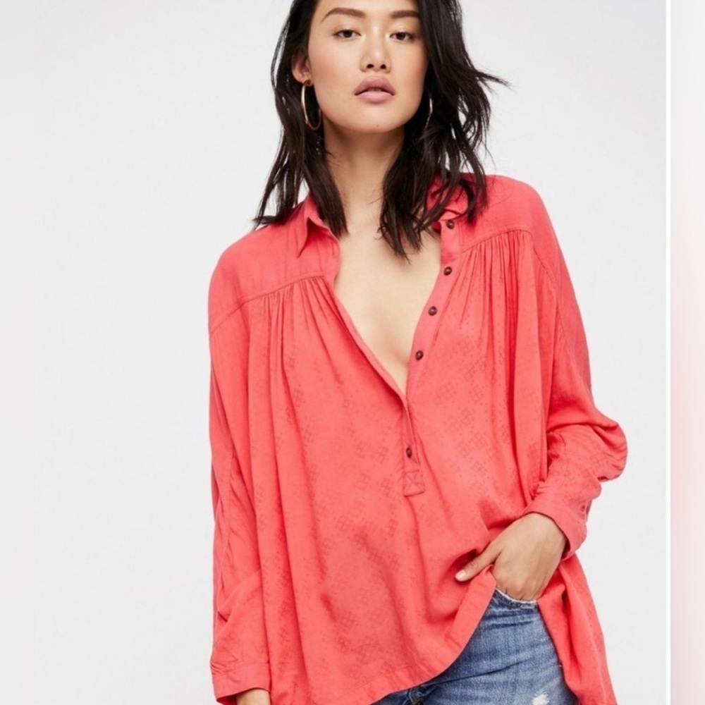 Free People Size XS Lovely Day Long Sleeve Shirt EUC - Picture 3 of 6